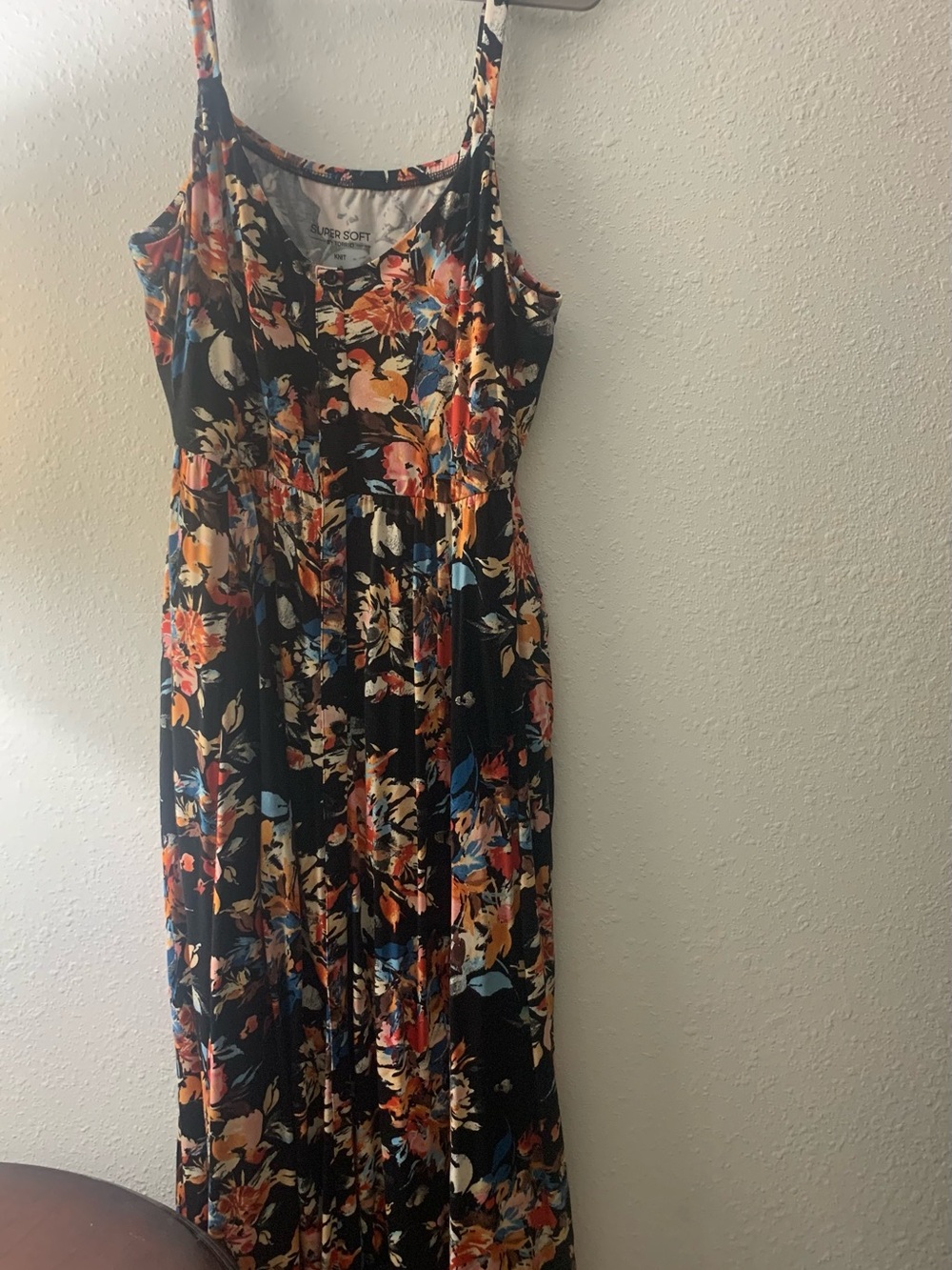torrid Black Floral Maxi Dress with Orange, Blue & Cream Accents